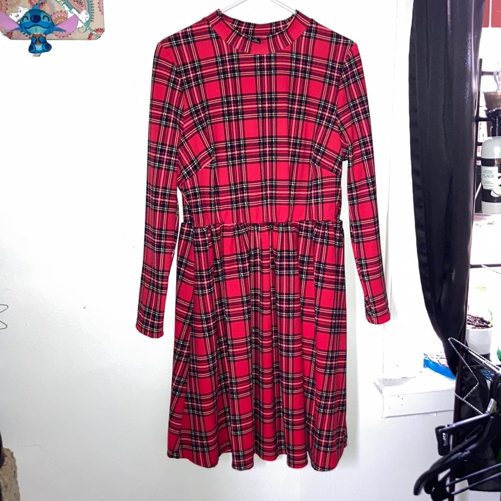 Plaid Red black and yellow shein curve Dress 1X gently used